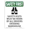 Signmission OSHA Sign, Vests Must W/ Symbol, 14in X 10in Rigid Plastic, 10" W, 14" H, Portrait OS-SF-P-1014-V-11359 - alternate 1